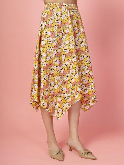 OOMPH! Long Skirts for Women Yellow - msk187