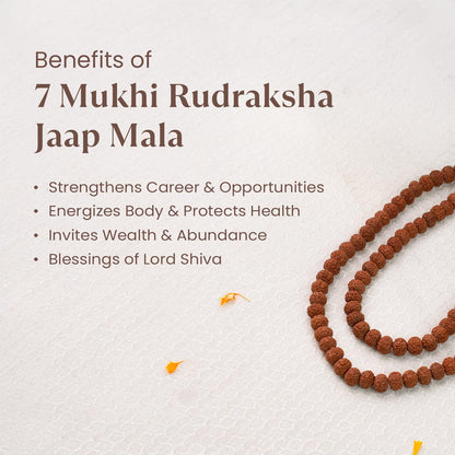 Astrotalk 7 Mukhi Rudraksha Mala 108+1 Beads | Certified 7mm Rudraksha | Attract Wealth, Prosperity & Positivity | Divine Venus Blessings | Rudraksha Mala Original for Men & Women