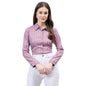 Style Quotient Women Mauve and White Stripe Printed Polyester Regular Fit Formal Shirt