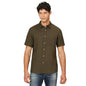 Pepe Jeans MenS Solid Regular Fit Shirt (Pm308260_Olive Green_Dark