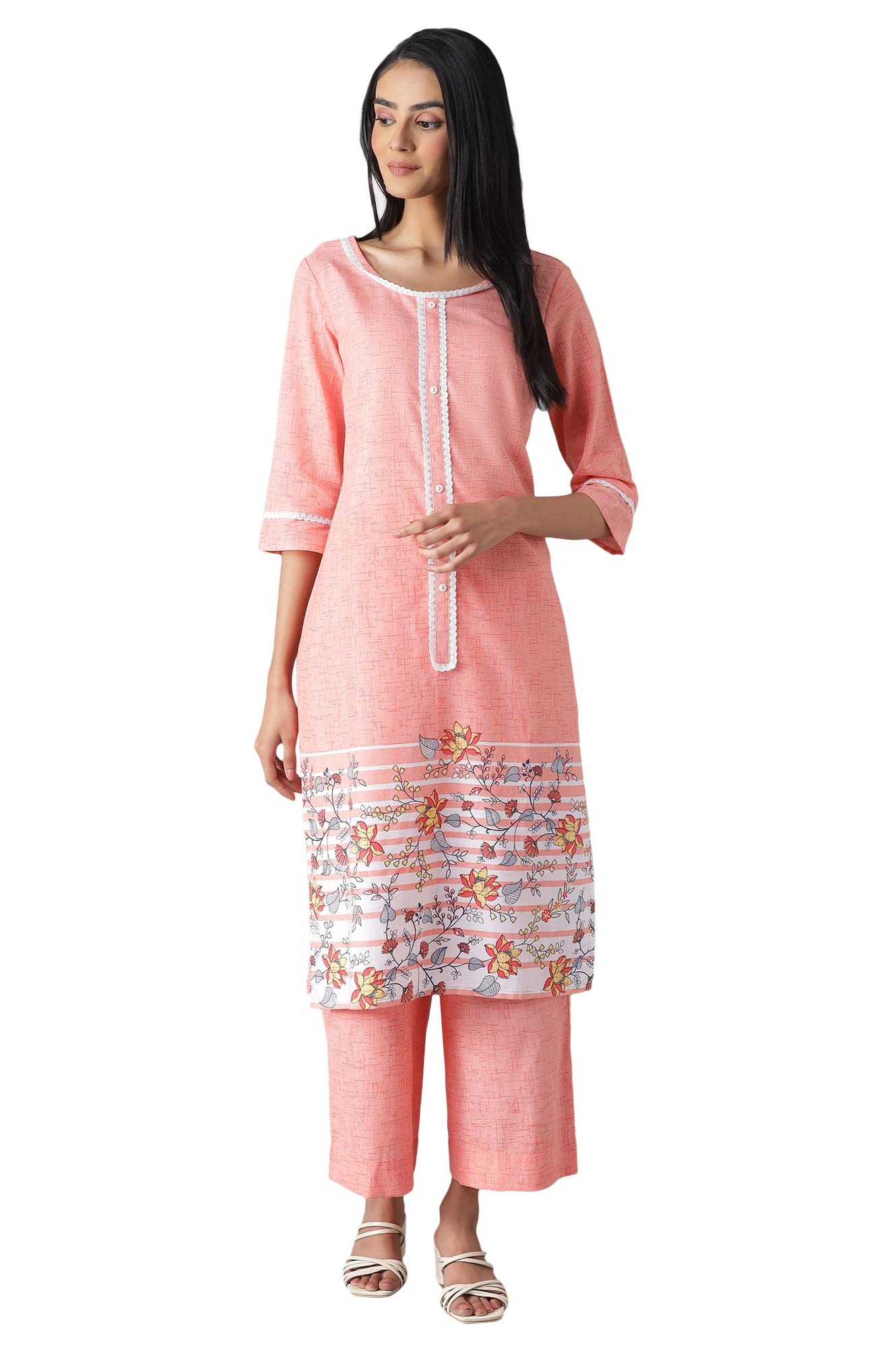 Aurelia Women Floral Print Viscose Kurta Set with Trousers