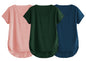 Fabricorn Combo Of Three Plain Bottle Green, Dusty Rose And Airforce Blue V-Neck Up And Down Cotton Tshirt For Women (Bottle Gre