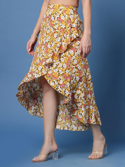 OOMPH! Long Skirts for Women Yellow - msk059