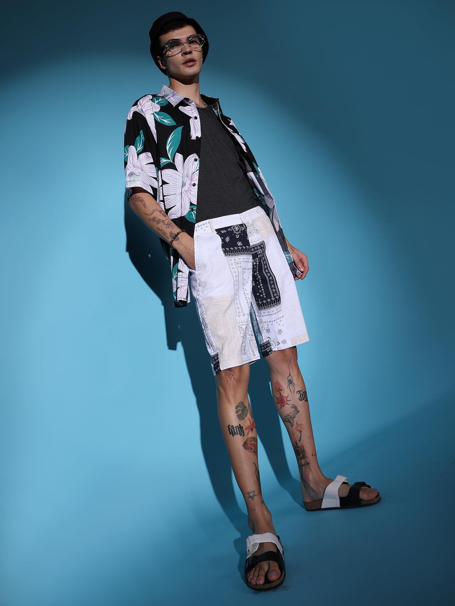 The Indian Garage Co Men Slim Fit Heritage Print Mid-Rise Shorts