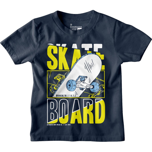 Bon Organik Boys Regular Fit T-Shirt (BON12180_Navy Blue
