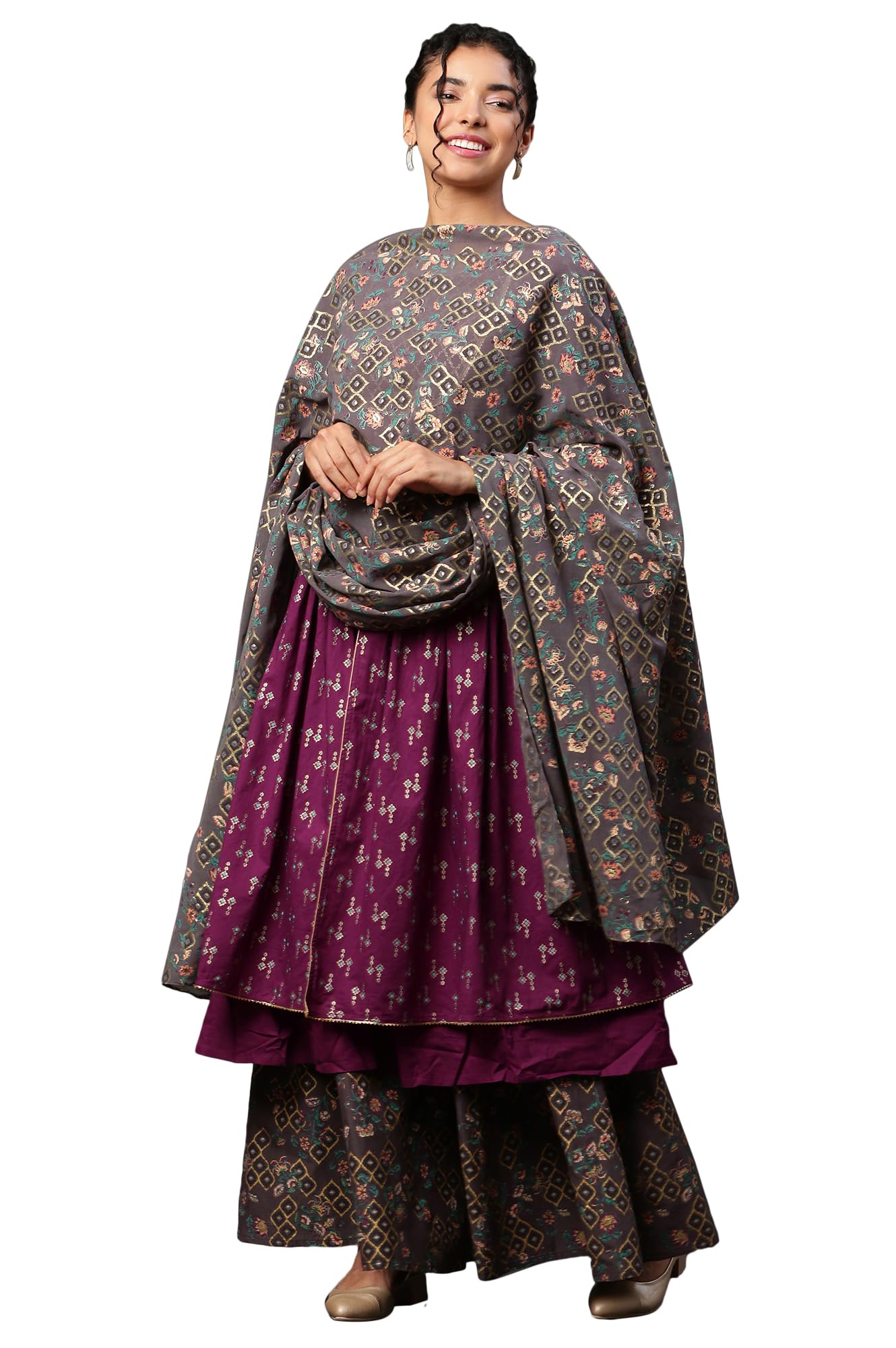 Aurelia Grey Georgette Festive Dupatta