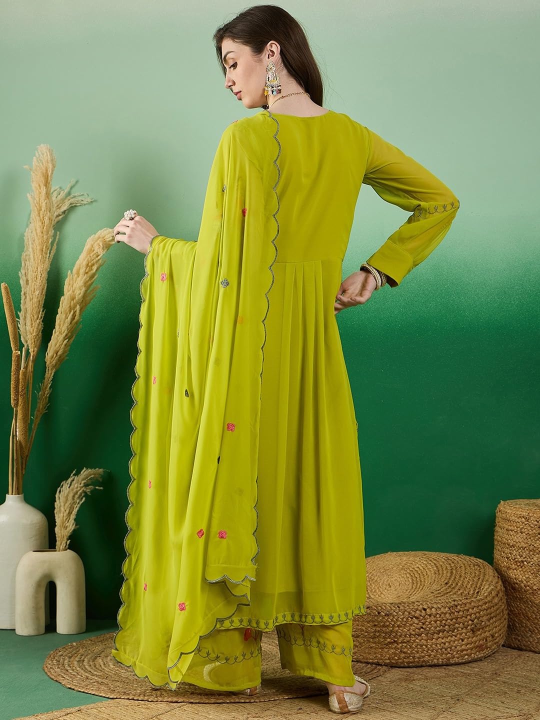 Fashion Basket Georgette Straight Floral Plazzo Kurta Set