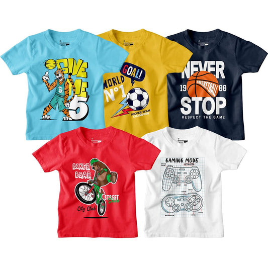 Bon Organik Boys Regular Fit T-Shirt (BON15059_Multi