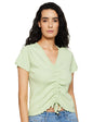 Pepe Jeans Solid Cotton Round Neck WomenS T-Shirt (Green, Medium)