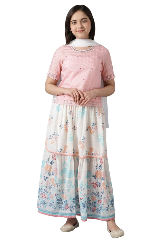 Aurelia Cotton Girls Top & Skirt & Dupatta