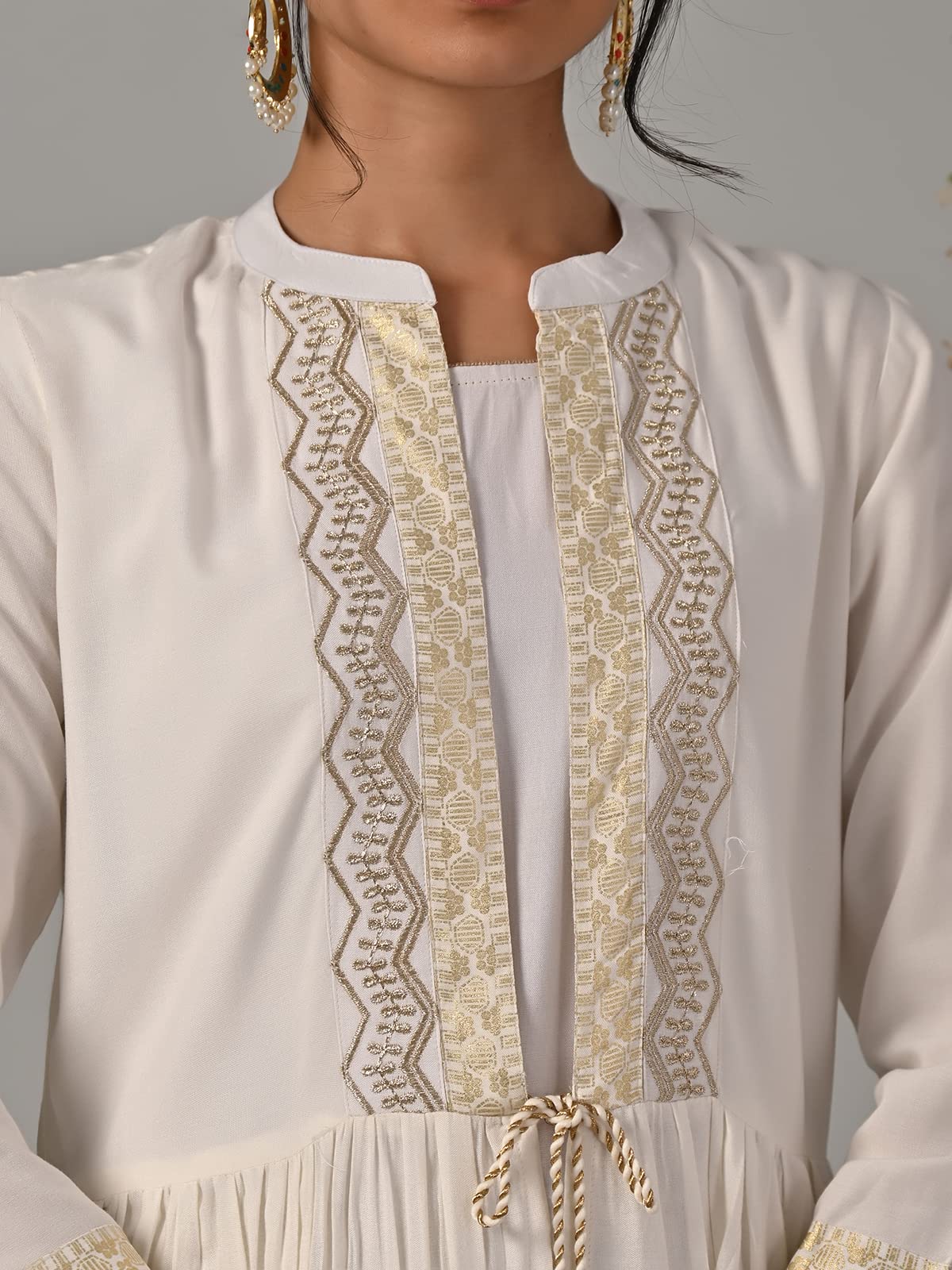 rangita Off White Rayon Calf Length Printed Double Layered Kurti for Women | Kurta for Women