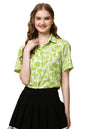 POPWINGS Casual Floral Printed Half-Sleeves Spread Collar Shirt for Women || Stylish Latest Trendy Western Summer Wear Shirt for