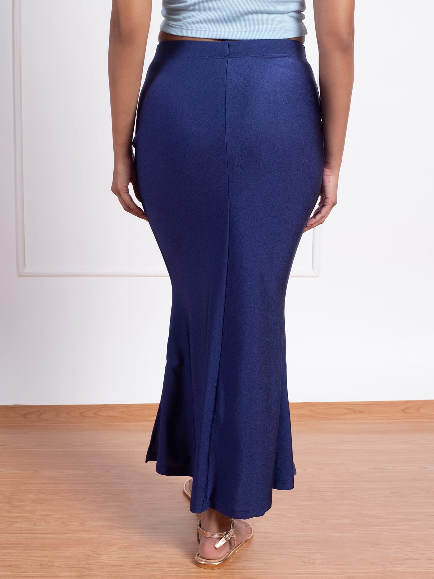 NYKD Everyday Saree Petticoat for Women - Shapewear with Drawstring, Side Slit, Mermaid Cut - Saree Shapewear, NYOE01, NAVY