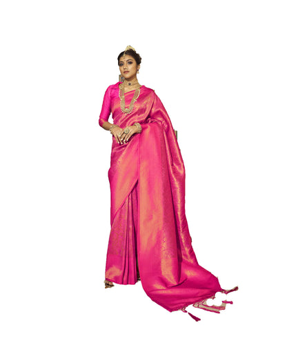 Pujia Mills Womans Handloom Banarasi Silk Saree With Zari Weaving Indian Ethnic Wear Jacquard Silk Saree Weaving Zari Border Sar