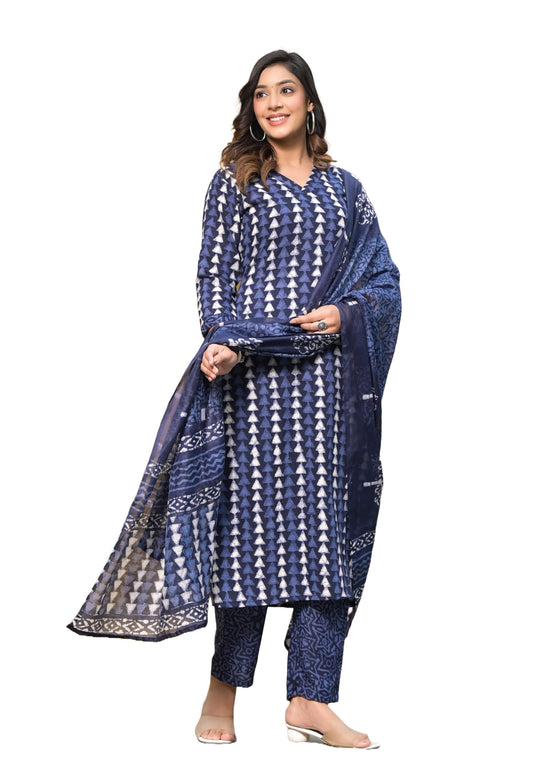 KLOSIA Women Shibori Printed Kurta and Pant Set with Dupatta