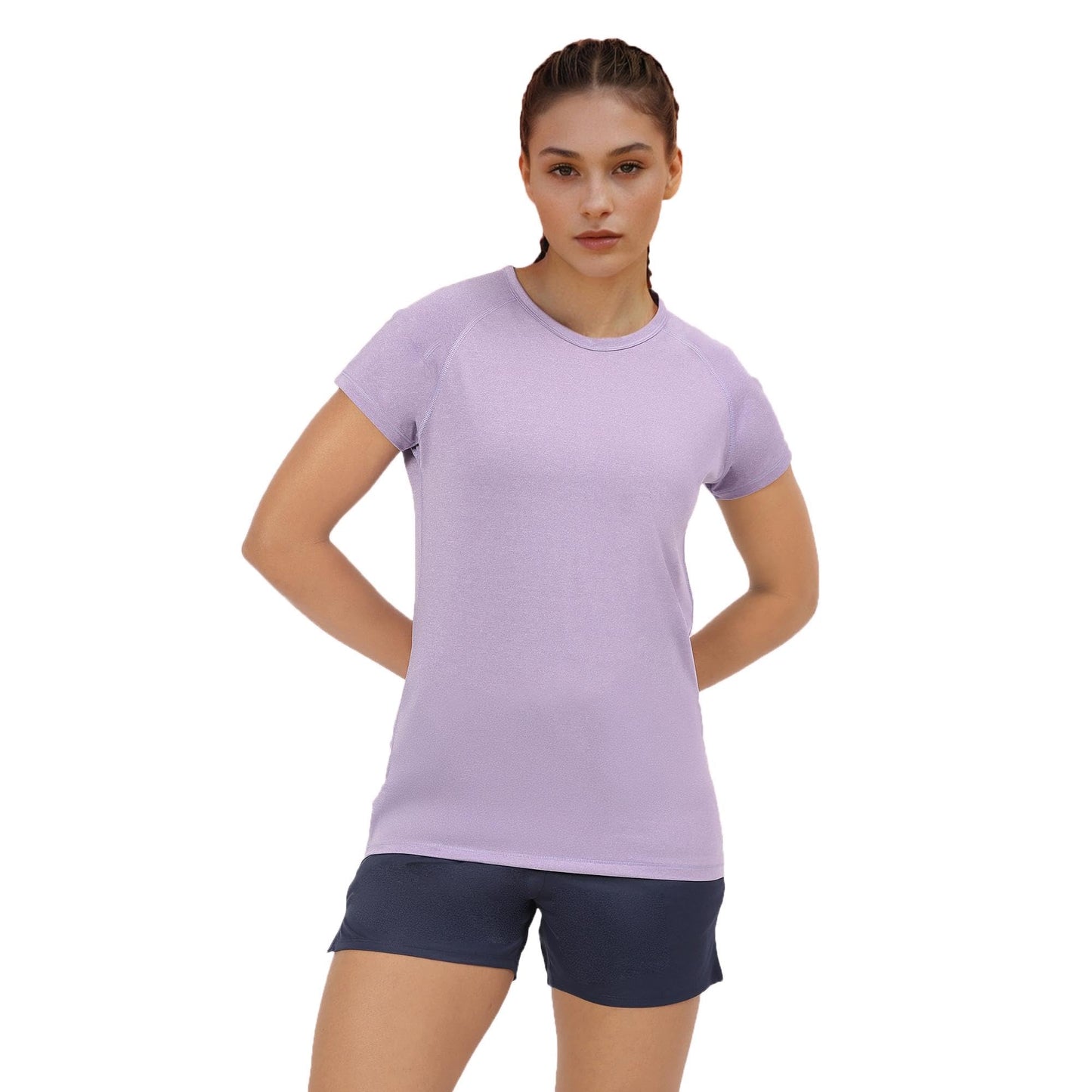 Enamor Womens Solid Slim Fit T-Shirt (E089_Chalky Violet Mel