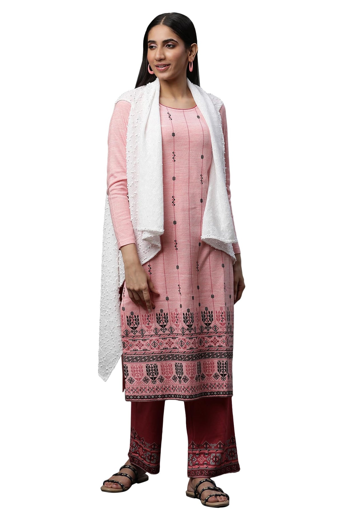 Aurelia Women's Polyester Shawl Neck Shrug Sweater (23NOA40089-704352_White