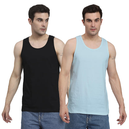Peppyzone S to 4XL Solid Cotton Tank Top Vest for Men Stylish 100% Cotton, Combo Pack of 2 t Shirt, Plain Tank Top for Man (in,