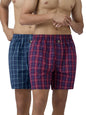 XYXX Mens Super Combed Cotton Checkmate Boxer Shorts Elasticated Waist, Drawstring | Loungewear for Men Pack of 2 (M; Multi Blu