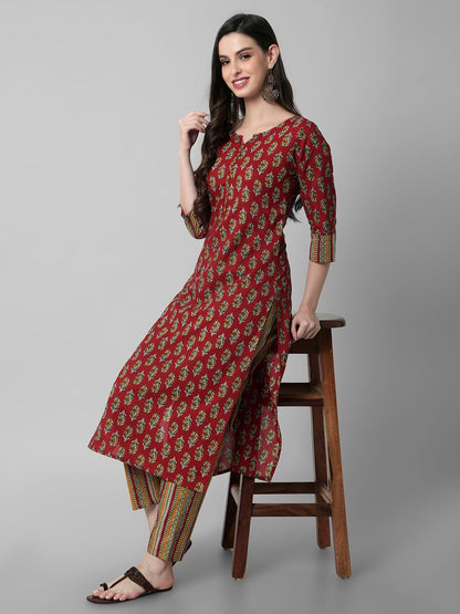 rytras Women's Cotton Printed Kurta and Pant Set