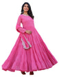 Fashion Basket WomenS Georgette Solid Anarkali Dress Light Pink