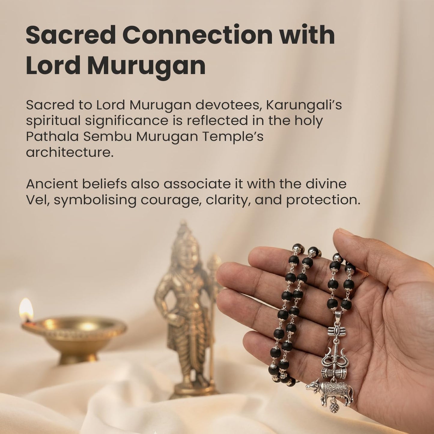 Astrotalk Shiv Raksha Karungali Malai with Trishul Nandi Pendant | Karungali Mala Original 54 Beads | Blessings of Lord Shiva & Murugan | Divine Mala for Protection & Calmness | Gift for Man & Woman