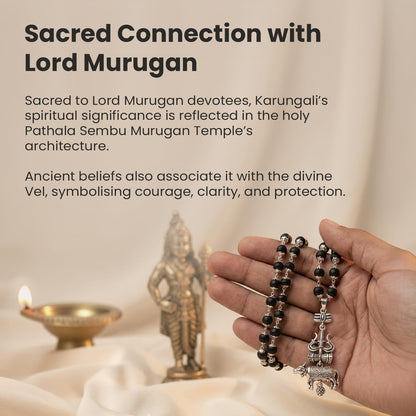 Astrotalk Shiv Raksha Karungali Malai with Trishul Nandi Pendant | Karungali Mala Original 54 Beads | Blessings of Lord Shiva & Murugan | Divine Mala for Protection & Calmness | Gift for Man & Woman