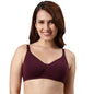 Enamor Womens Cotton Non Padded Wire Free T-Shirt Bra Grape Wine