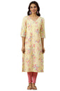 Aurelia WomenS Floral Printed Straight Kurta | V-Neck Kurta For Women | Printed Kurta For Women | Beautiful Regular Fit Kurta Fo
