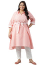 Aurelia Women's Orange Floral Printed Cotton Plus Size Dress With Belt