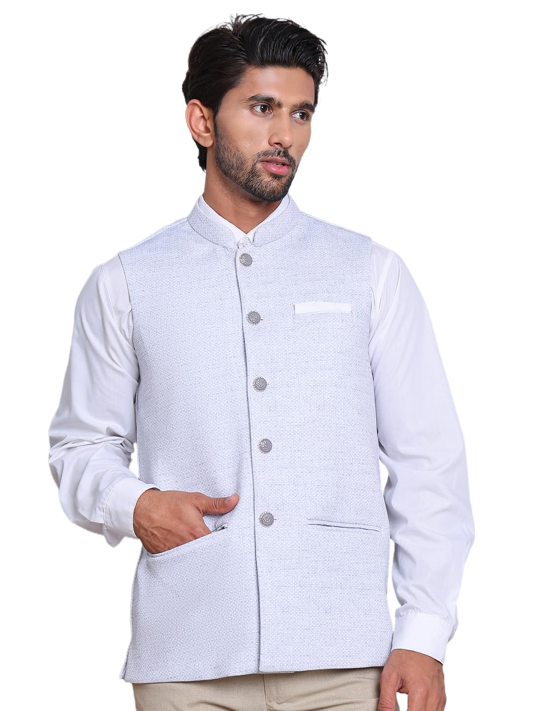 Jompers Mens Woven Design Nehru Jacket