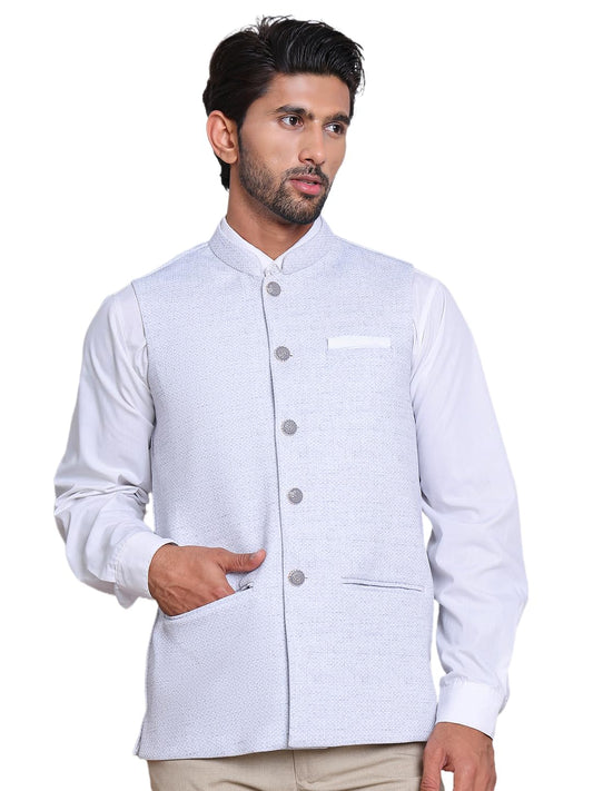 Jompers Mens Woven Design Nehru Jacket