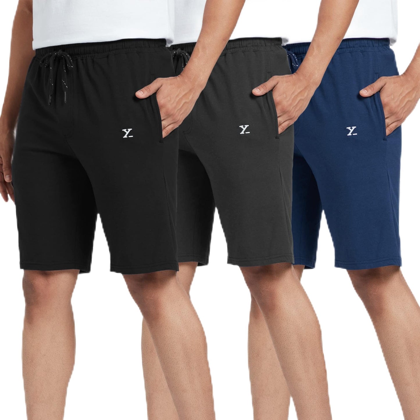 XYXX Mens Cotton Rich Shorts - Relaxed Fit Ace Loungewear with Antimicrobial Finish, Superior Stretch, Zippered Pockets