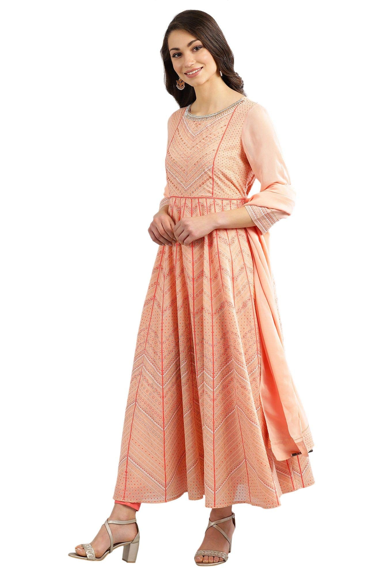 Aurelia Women's Polyester Kurta, Tights & Dupatta