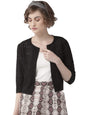 Style Quotient Women Black Self Design Floral lace Regular Open Front Shrug