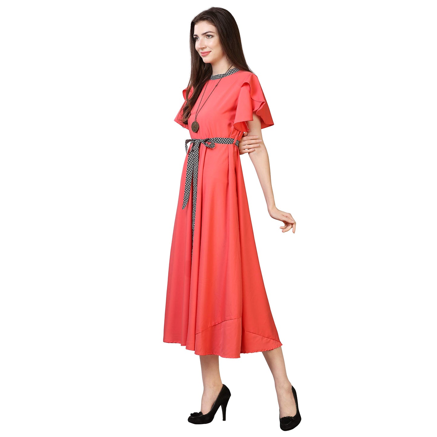 Oomph! WomenS Western & Fusion Wear Midi Dresses For Women, Beach, Pink - Md66