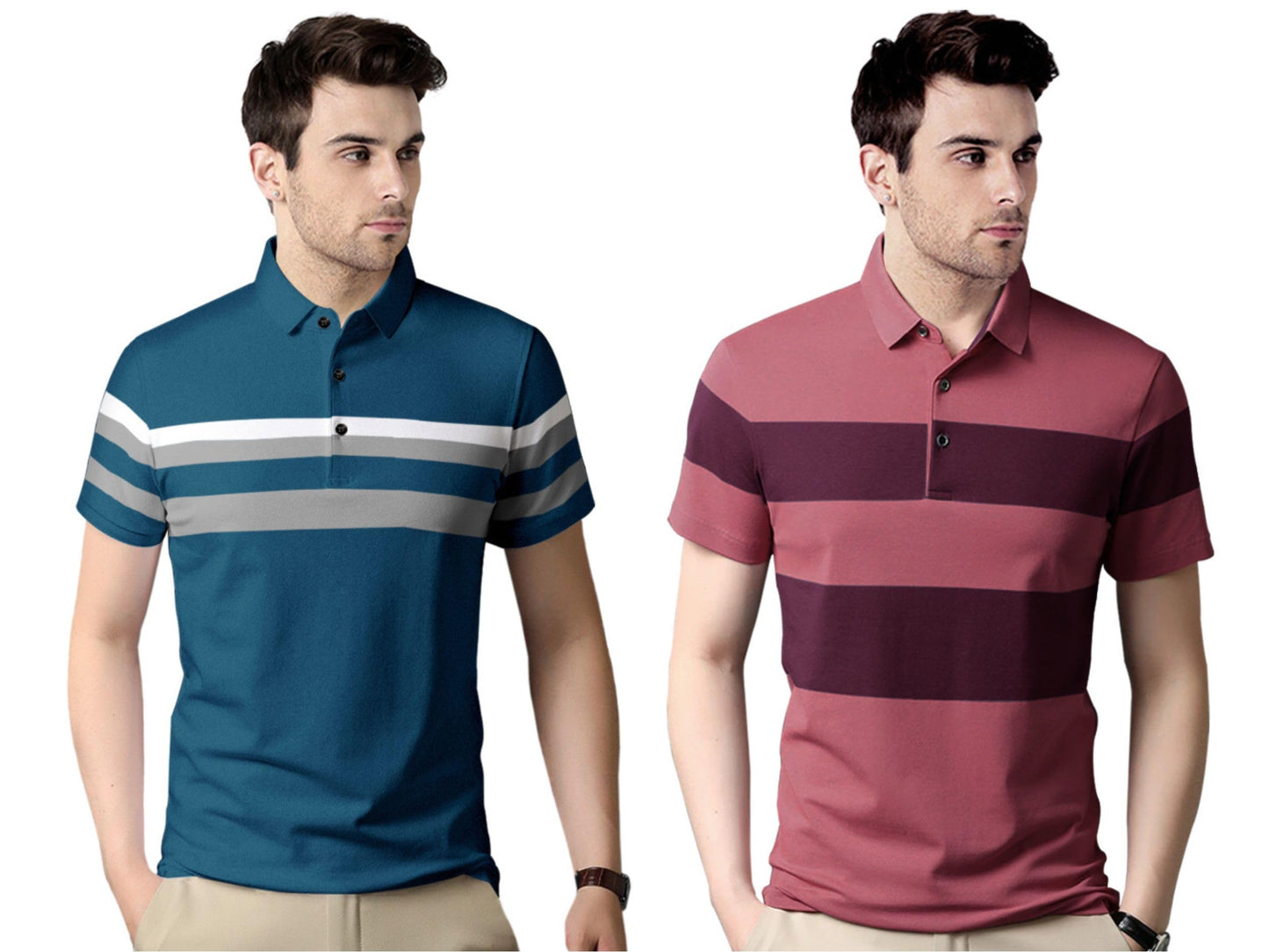 MenS Regular Fit Polo T Shirt (Combo Pack Of 2) |Half Sleeves |Collar Tshirts |Nobel Monk T Shirt | Casual Tshirt