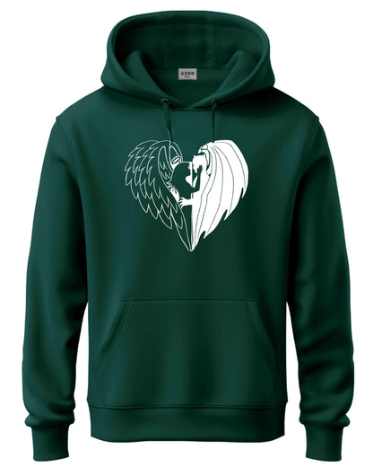 ADRO Men's Cotton Neck Hooded Sweatshirt (H24-DEVI-GRN_Green