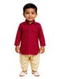 Jbn Creation Boys Maroon Cotton Blend Pathani Suit Set
