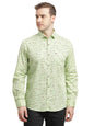 Turtle Men 100% Cotton Slim Fit Mint Green Printed Full Sleeve Casual Shirt