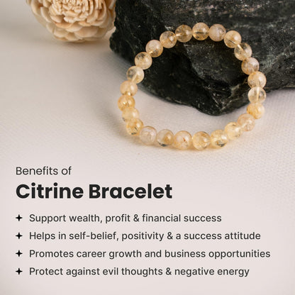Astrotalk Citrine Bracelet | Merchants Stone for Prosperity & Clarity | Boost Self-Belief, Focus & Abundance | Astrology Bracelet for Women & Men | Citrine Stone for Success & Joy