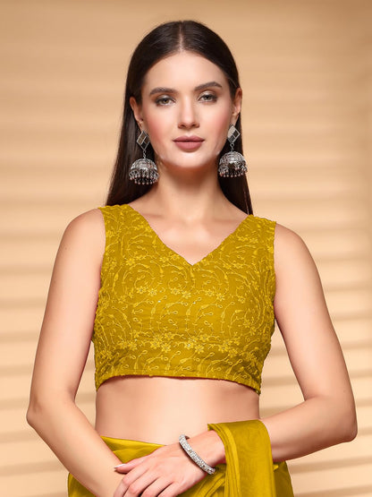 Oomph! Readymade Blouse For Women, Brocade, Sleeveless, V-Neck, Rbbl619
