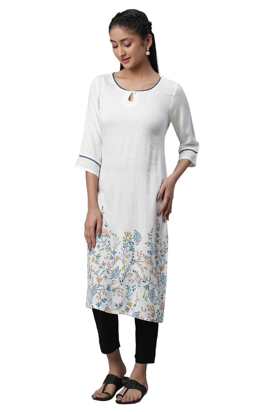 White Floral Printed Women Kurta