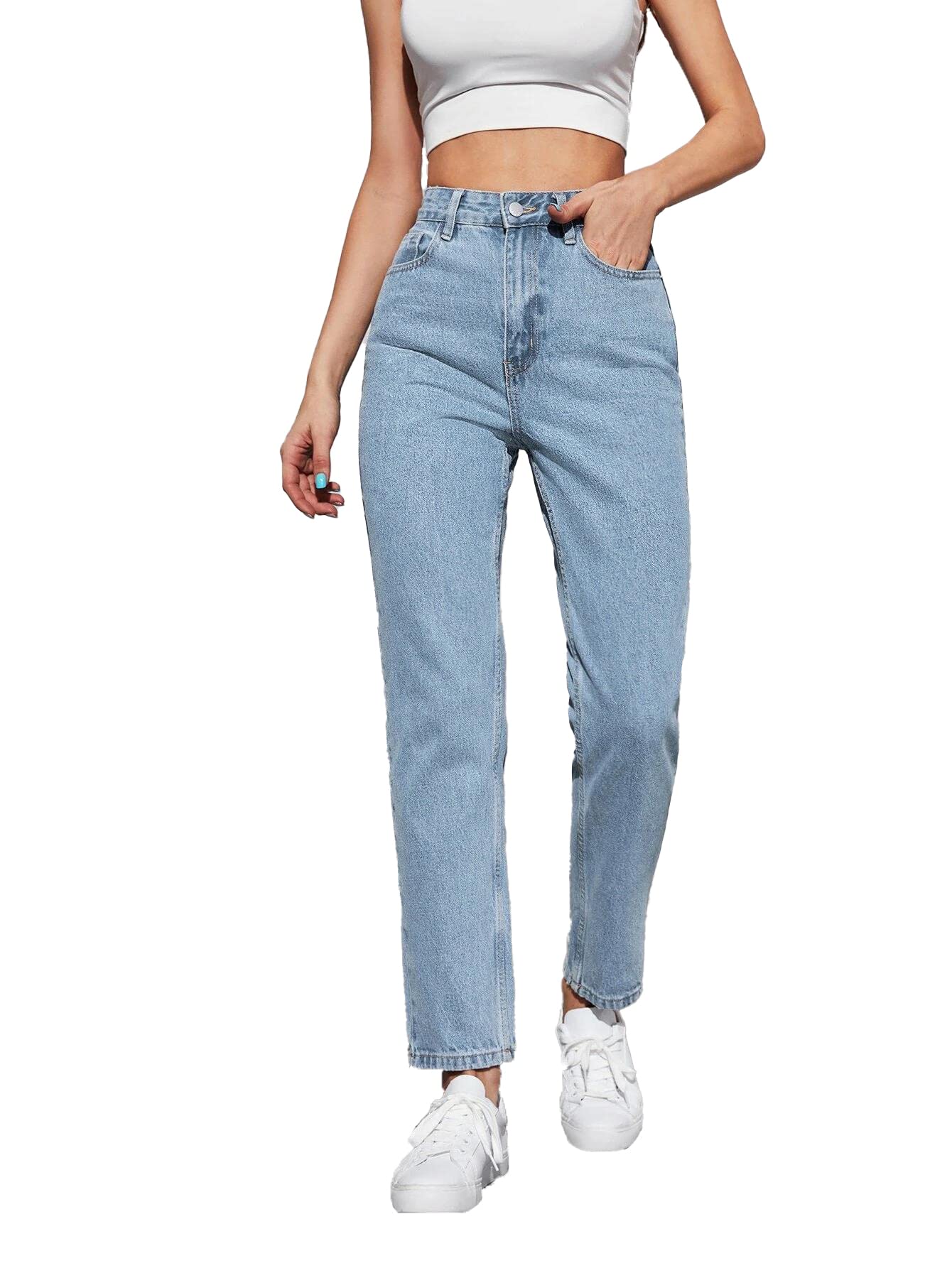 KOTTY Women High Rise Cotton Lycra Blend Ankle Length Jeans Sky Blue