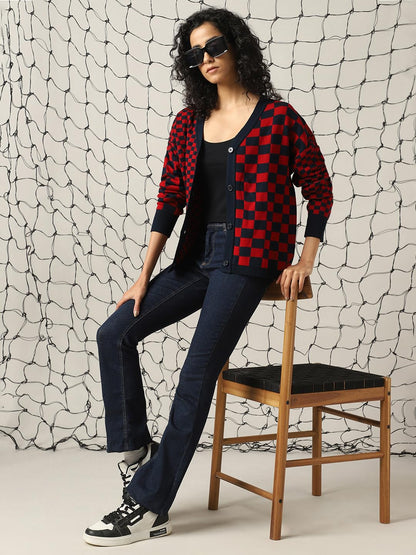 Hubberholme Women Acrylic Knitted Regular Fit V Neck Full Sleeves Sweaters 27