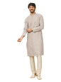 Manyavar Beige Blended Cotton Digital Printed Kurta Pyjama Set For Men