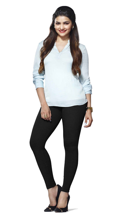 Lyra Women Solid Premium Cotton Ankle Length Leggings | Mid-Waist | Fashionwear Multicolour