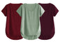 Fabricorn Combo Of Three Plain Maroon, Sage Green And Wine V-Neck Up And Down Cotton Tshirt For Women (Maroon, Sage Green, Wine,