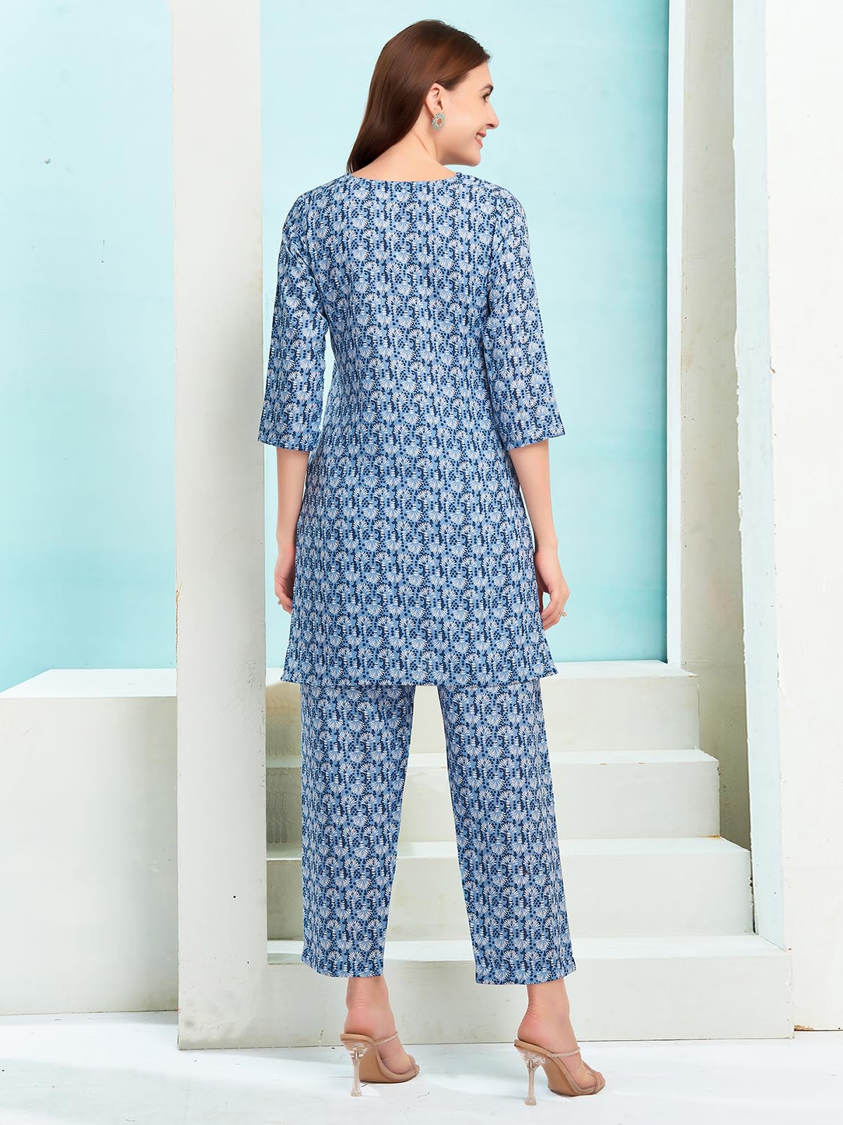 Selvia Co-ords Set for Women|Cotton Blend Top & Trouser Set|Ethnic Co-ords Set for Women|Printed Two Piece Co-ord Set Co-ords Se