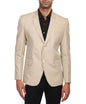 WINTAGE Mens Linen Tailored Fit Solid Evening/Casual Blazer Coat Jacket : Beige